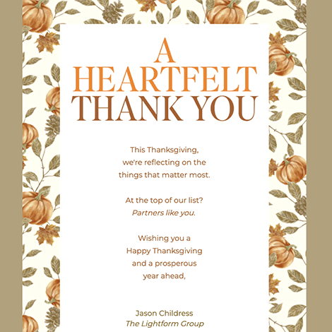 Business Thanksgiving Message for Clients eCard